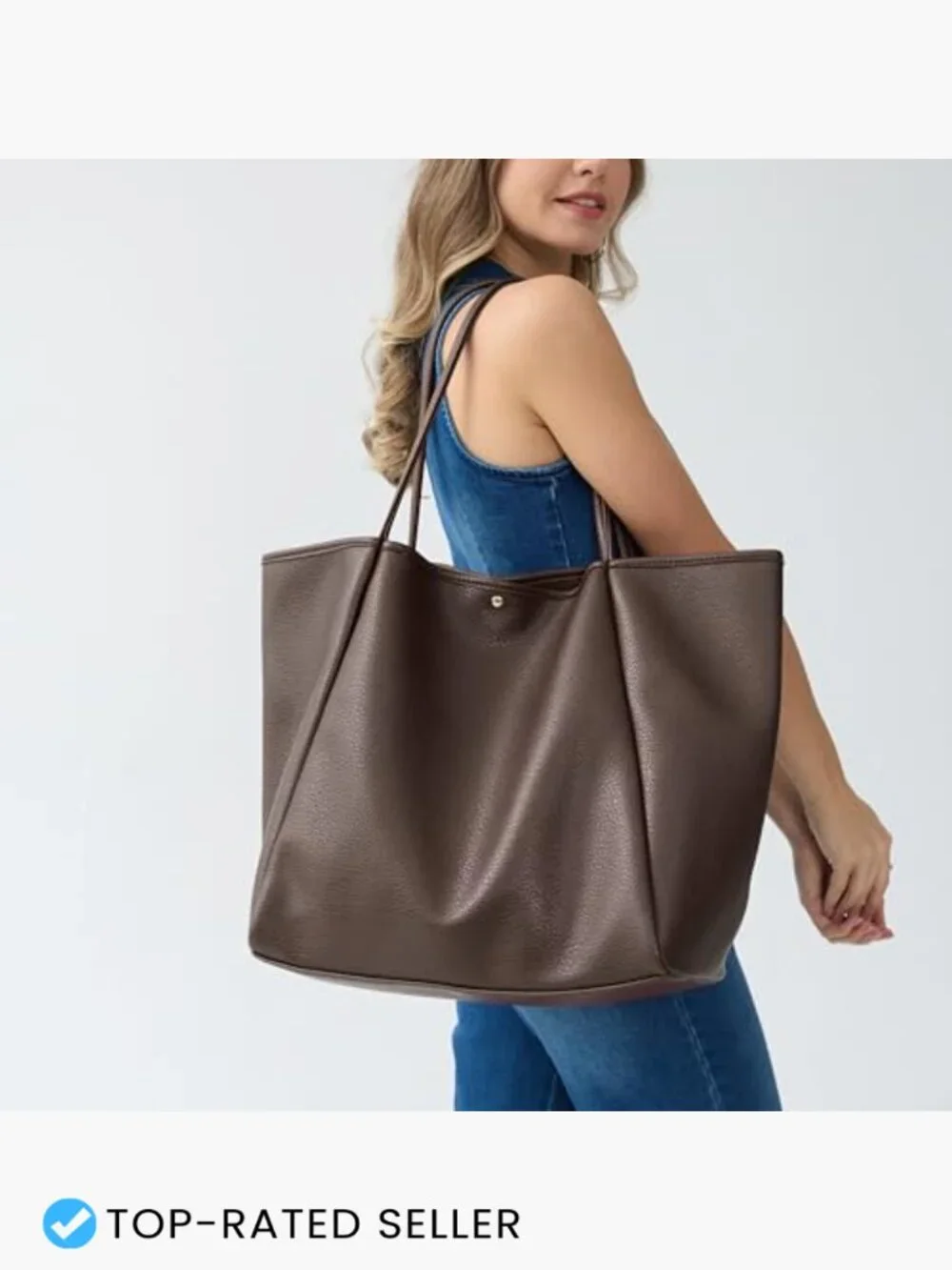 Oversize Faux Leather Tote Bag Women Travel Weekender Shopper Handbag Slouchy